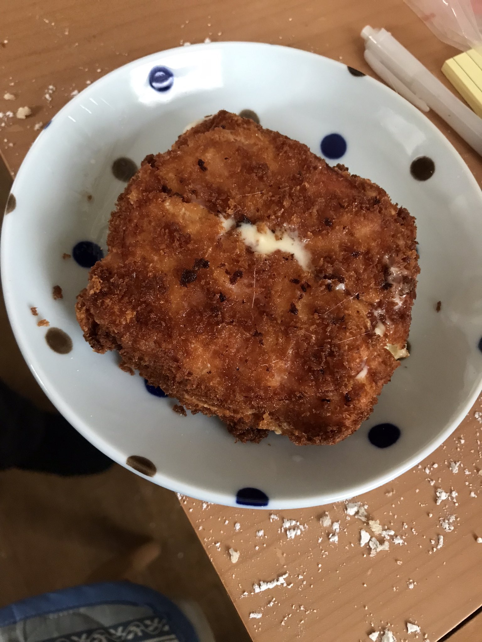 (´・ω・`)ハムチーズカツ作ったよ